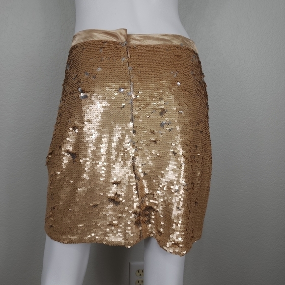 Candela Gold Sequin A- line Skirt Size M - Picture 5 of 9